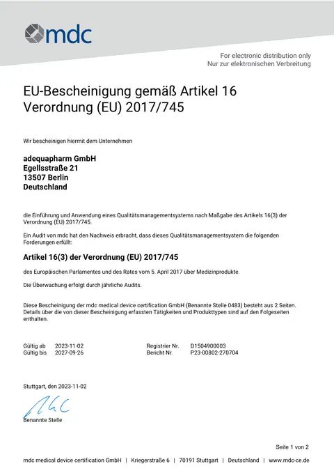 EU-Bescheinigung Art. 16 MDR (EU) 2017/745, PDF